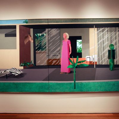 La peinture de David Hockney "Beverly Hills Housewife" (Collection de Betty Freeman à Christie le 3 avril 2009 à New York).