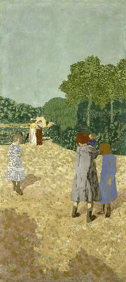 Jardins publics.La Promenade, Edouard Vuillard (1894) peinture à la colle sur toile 214,3 x 97,2 cm Houston, The Museum of Fine Arts, The Robert Lee Blaffer Memorial Collection, gift of Mr. and Mrs. Kenneth Dale Owen, 53.9