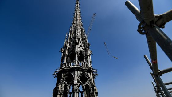 Flèche de la cathédrale Notre-Dame de Paris (avril 2019) ©AFP - Bertrand Guay