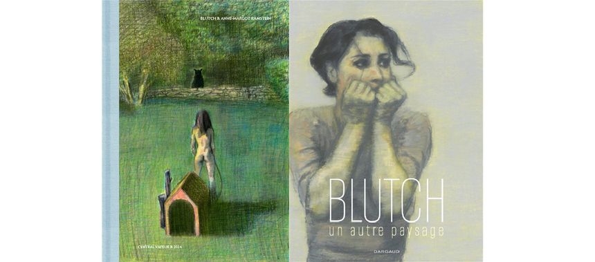 "Blutch : un autre paysage" (Dargaud) et "Reprise : dialogue de dessins" de Blutch et Anne-Margot Ramstein (Central Vapeur & 2024), © Electre