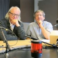 France Musique, studio 131... Le compositeur Philippe Manoury & Arnaud Merlin, producteur de l'émission (g. à d.)