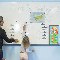 Photo prise dans une école à Hoedic sur l'île de Quiberon le 3 septembre 2018