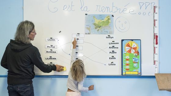 Photo prise dans une école à Hoedic sur l'île de Quiberon le 3 septembre 2018 ©AFP - Sebastien SALOM-GOMIS