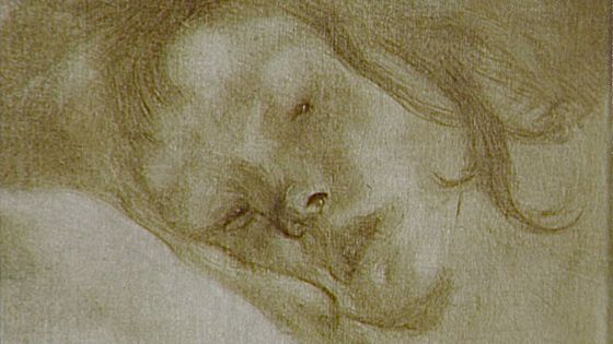 'L'enfant malade. Tête d'enfant couché' par Eugène Carrière, 1897 - - navigart.fr-MAMCS via wikimedia commons