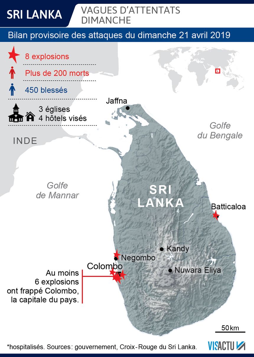 Vague d'attentats au Sri Lanka : des églises et touristes visés