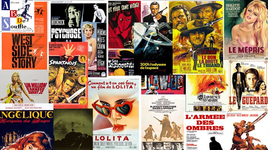 Montage d'affiches de films des années 60.