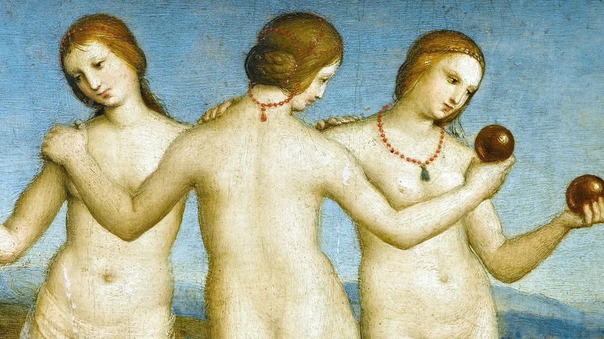 Les Trois Grâces, représentées par le peintre Raphael, 1503-8, Musée Condé, Chantilly, France.