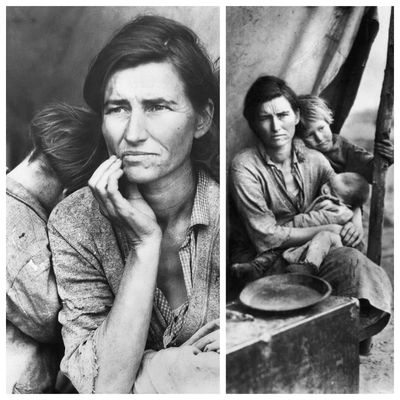 Dorothea Lange, Migrant Mother, portrait de Florence Owens Thompson et de ses enfants, Camp de ramasseurs de pois migrants, Nipomo, Californie, 1936
