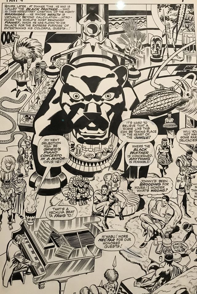 Détail d'une planche des Quatres fantastiques de Stan Lee et Jack Kirby chez Marvel, présentée dans la rétrospective Kirby à Cherbourg