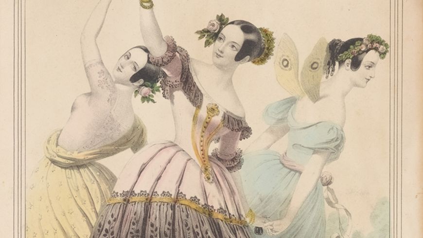 Fanny Cerrito, Fanny Elssler, et MarieTaglioni. "Les Trois Grâces" du ballet romantique représentées par Eugène-Joseph Lejeune.