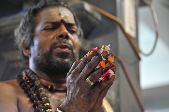 Cérémonie religieuse en l'honneur du dieu Ganesh à Paris le 25 août.