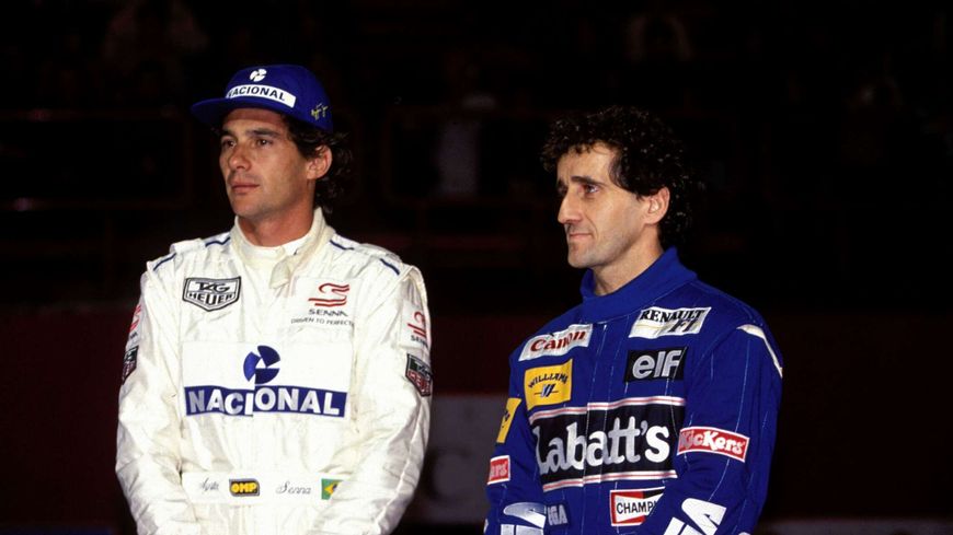 Alain Prost et Ayrton Senna à Paris en décembre 1993.
