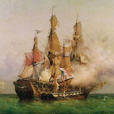 Ambroise-Louis Garneray (1783 - 1857), La prise du Kent par Robert Surcouf à bord de La Confiance, le 7 octobre 1800 (huile sur toile, 1836)