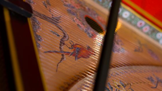 Détail d'un Clavecin - image prise dans le cadre de l'enregistrement des sonates de Scarlatti en Occitanie par France Musique - 20 juillet 2018. ©Radio France - Guillaume Decalf