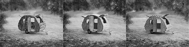 Caravane en bois, en paille et en brique