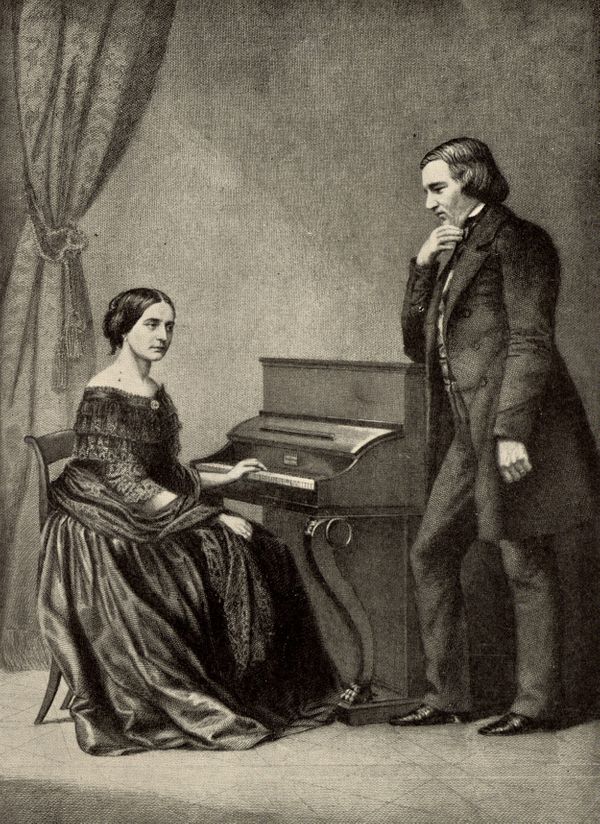 Le couple Schumann avec Clara au piano