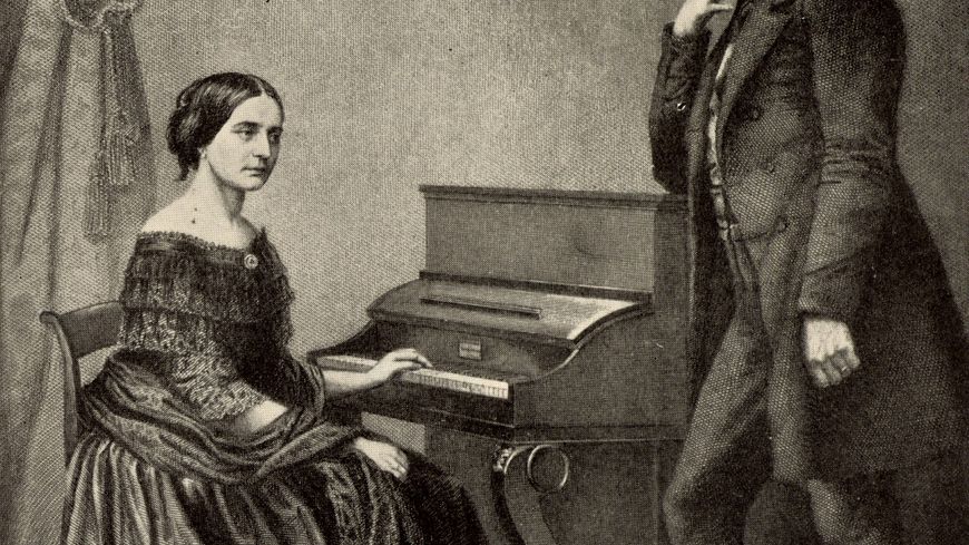 Le couple Schumann avec Clara au piano