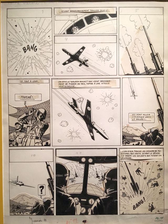 Planches de Blake et Mortimer d'Edgar P. Jacobs présentée dans l'exposition Scientifiction au Musée des Arts et Métiers à Paris