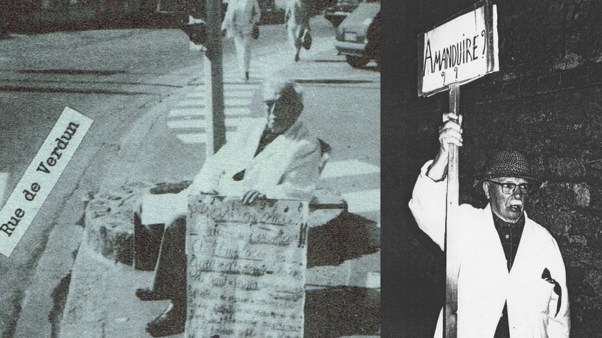 Isidore III avec ses pancartes