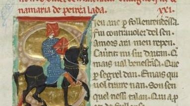 Portrait de Berenguer de Palou (issu de Chansonnier provençal, f. 140, 2ème moitié XIIIème siècle) - Wikicommons / BNF / Fabricio Cardenas
