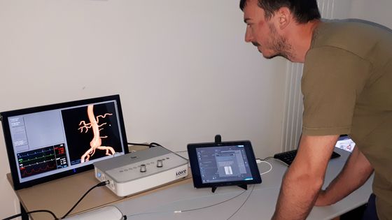 Près d'une centaine d'étudiants et d'enseignants travaillent au centre "Ingénierie et Santé" des Mines de Saint-Etienne. Ici, un outil de visualisation de l'aorte en 3D. ©Radio France - Véronique julia