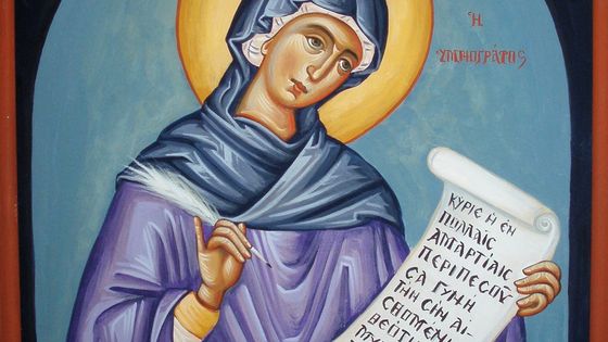 Icone représentant Cassienne de Constantinople, dite Kassia, compositrice, poétesse et hymnographe - Inconnu