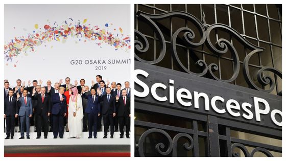 Ouverture du sommet du G20 à Osaka au Japon le 28 juin 2019 / Sciences Po Paris ©AFP - Ludovic Marin / Bertrand Guay