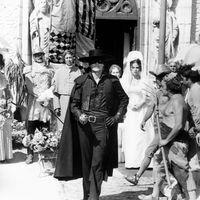 Alain Delon, Ottavia Piccolo, Giacomo Rossi Stuart and Adriana Asti in 'Zorro'