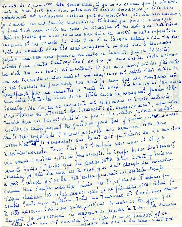 Lettre de Marcel Ouimet à sa femme Jacqueline