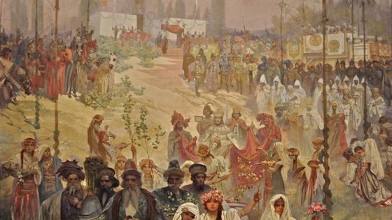 L' Épopée slave : Couronnement du tsar serbe Stefan Dušan comme Empereur byzantin - Alfons Mucha, 1926, Veletržní palác, Prague ©Getty - Heritage Images