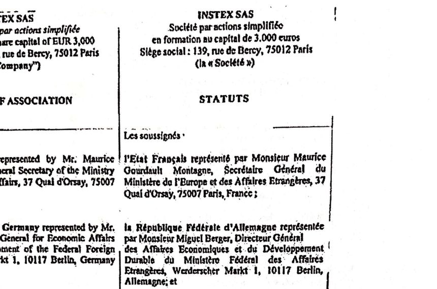 Les statuts d'Instex avec son capital de 3000 euros