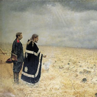 "Defeated. Requiem", Vasily Vereshchagin, 1877-1878