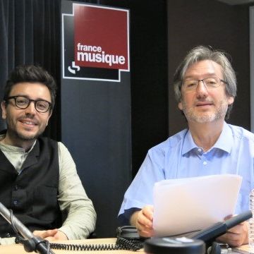 France Musique, studio 131... Le compositeur Matteo Franceschini & Le producteur Arnaud Merlin (g. à d.)