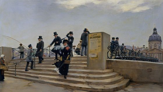 Jean Béraud : Le Pont des Arts par grand vent (vers 1880-1881) - New York, Metropolitan Museum of Art.