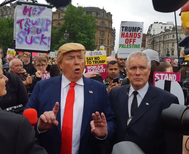 Un sosie à la manifestation anti-Trump à Londres mardi 4 juin 2019