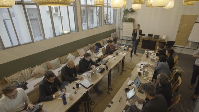 Réunion des partenaires de l'enquête Green Blood project, en janvier 2019, à Paris.