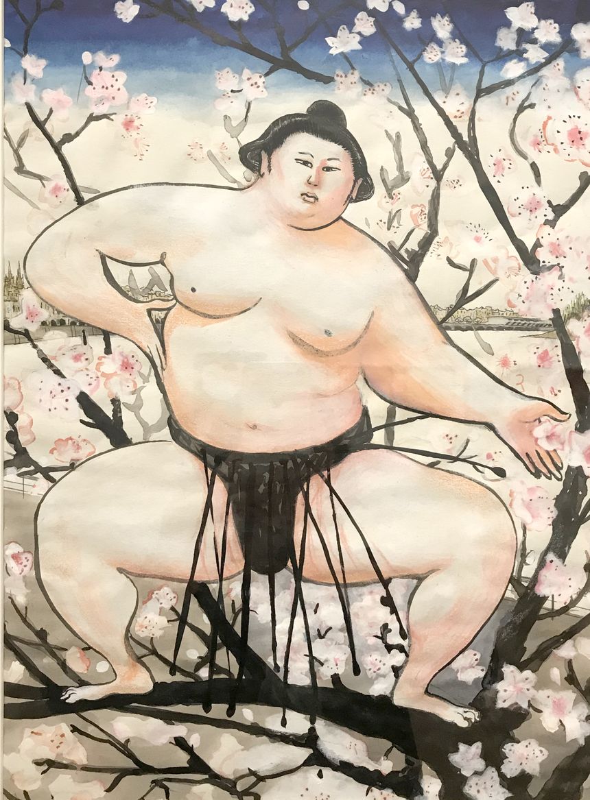 Dans l'exposition sur les sumos de David Prudhomme à la Maison de la culture d'Amiens