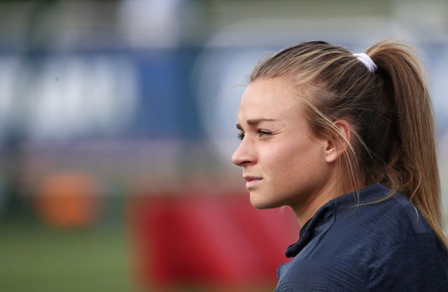 Marion Torrent, lors d'un entraînement de l'équipe de France féminine à Clairefontaine