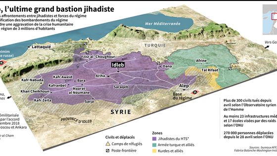 Les zones de contrôles dans la province d'Idleb (Syrie), au 3 juin ©AFP - Valentina BRESCHI, Sophie RAMIS, Thomas SAINT-CRICQ, Gal ROMA