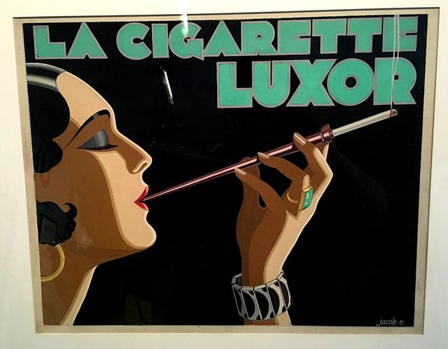 Edgar P. Jacobs a commencé comme dessinateur publicitaire. Ici, un exemple présenté dans l'exposition Scientifiction au Musée des Arts et Métiers