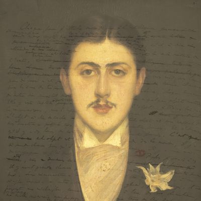 Extrait du Fonds Marcel Proust. I — ŒUVRES DIVERSES. XXVI "Contre Sainte-Beuve" et articles critiques/ Portrait de Marcel Proust (Paris, 1871-1922), par Jacques Emile Blanche (1861-1942).