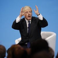 Boris Johnson, le 17 juillet à Londres pendant une réunion publique