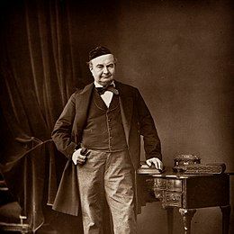 Charles Augustin Sainte-Beuve, écrivain, critique littéraire (1804 - 1869). Portrait vers 1860, par Bertall (1820–1882)