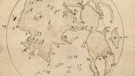 Les premiers croquis des cratères et mers de la Lune esquissés par Thomas Harriot.