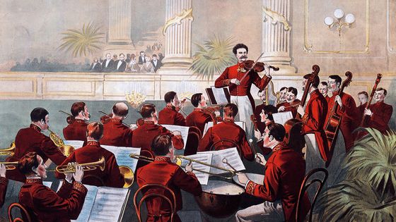Johann Strauss dirige l'orchestre au violon (gravure du 19e siècle) ©Getty - DEA / A. DAGLI ORTI