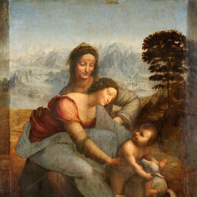 "Sainte Anne, la Vierge et l'Enfant jouant avec un agneau, dite La Sainte Anne" de Léonard de Vinci, peint vers 1503 -1519