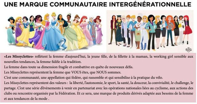 Les "Missyclettes" sont illustrées comme des princesses Disney