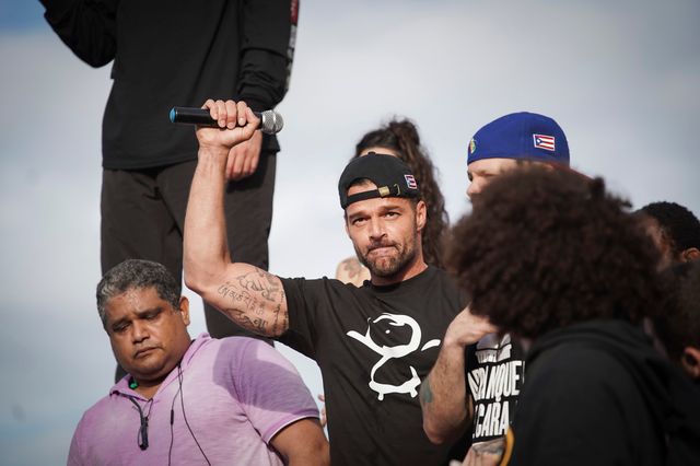 Le chanteur Ricky Martin à la manifestation du 17 juillet dans les rues de San Juan, capitale de Porto Rico