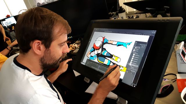 Élaboration d'un personnage du jeu "Windjammers 2", avec un style d'époque (mais des outils modernes)