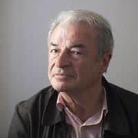 Portrait de l'écrivain Olivier Rolin le 14 octobre 2017.